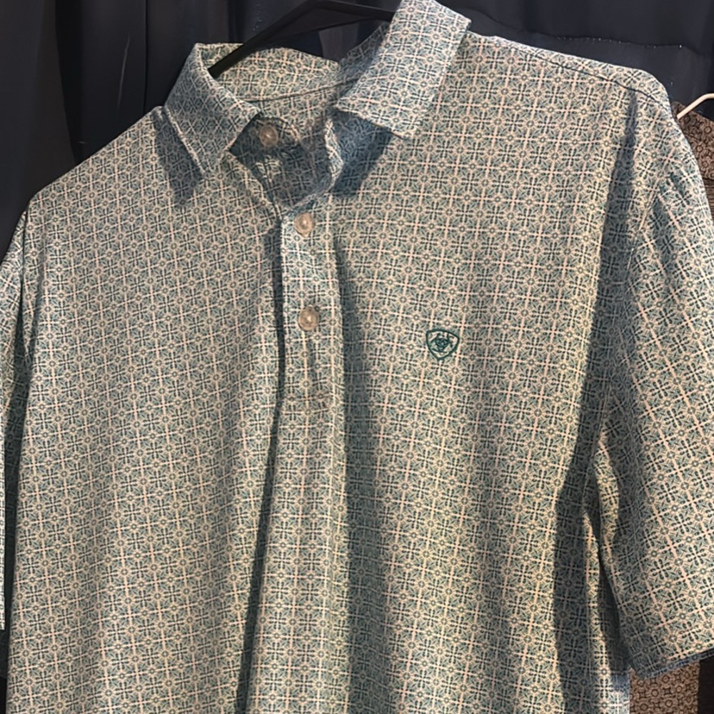 Ariat Men's Blue Patterned Button Down Shirt